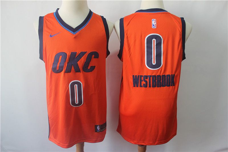 Men Oklahoma City Thunder #0 Westbrook Orange City Edition Game Nike NBA Jerseys